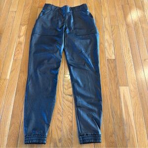 Spanx Faux Leather Jogger Pants High-rise Tapered Leg Front Patch pockets Medium